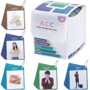 CHEFAN Adult Communication Cards, 98 PCS Flash Cards, Non Verbal Speech Therapy Communication, Daily Life, Needs and Requests, Feelings and Activities, ESL Teaching Materials for Adults
