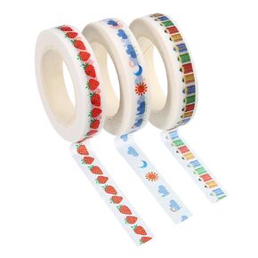 PATIKIL 8mm x 10m Washi Tapes, 3 Roll Masking Self Adhesive Sticker for DIY Art Craft Wrapping Decoration (Pencil, Strawberry, Weather)