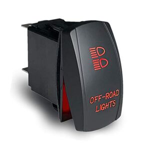 MGI SpeedWare LED Rocker Switch ON-OFF, 20A 12vDC, 5-Pin with Jumper Wires, Laser Etched Zombie Lights (Red)
