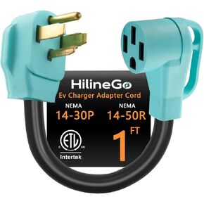 NEMA 14-30P to 14-50R EV Charger Adapter Cord, 30 Amp Dryer to 50 Amp EV Conversion Adapter, for Level 2 EV Charging, Heavy Duty STW 10 Gauge, 12Inch, ETL Listed