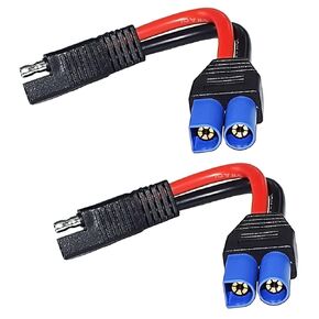 (2-Pack) SAE to EC5 Male Plug Quick Connection Adapter Connector,10AWG SAE Power Automotive Adapter Cable Suitable for Solar Battery Car Battery -15cm