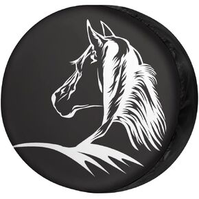 Delerain Black White Horse Spare Tire Cover Wheel Protectors Sun Protector Waterproof for RV Trailer RV SUV Truck and Many Vehicle(16 Inch for Diameter 29"-31")