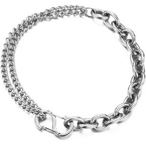 Stainless Steel Chunky Link Chain Bracelet For Men Women, Thick Layered Hand Chain S Buckle Jewelry