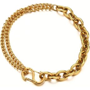 Stainless Steel Chunky Link Chain Bracelet For Men Women, Thick Layered Hand Chain S Buckle Jewelry