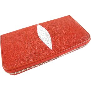 Genuine Stingray Skin Women's Zip Around Clutch Wallet Purse Black