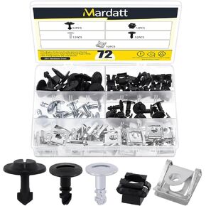 72Pcs Engine Protection Pan Hardware Kit Fender Liner Bumper Cover Splash Shield Guard Engine Under Cover Fixing Clips for Most Cars