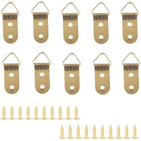 dophee 50Pcs Triangle D-Ring Picture Frame Hangers with Screws for Hanging Display Paintings Clock Artwork Picture Frame Hook Photos Home Decoration 1.54"x0.71" - Black