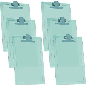 Acrimet Clipboard Letter Size A4 (13 3/8" x 9 7/16") Premium Metal Clip with Side Rulers (Plastic) (Green Color) (6 Pack)