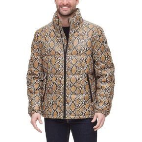 DKNY Men's Faux Leather Quilted Ultra Loft Puffer Jacket