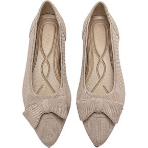 Women's Flats Shoes Comfortable Slip On Shoes Classic Dressy Pointed Toe Bow Knit Ballet Flat