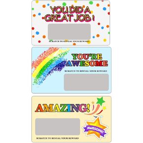DIY Scratch Off Prizes for Students,Back to School Recognition Rewards Cards for Teacher Classroom School Supplies,3.5x2 Inch,60 Pcs
