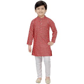 Tathastu Boys Cotton Kurta Set -TKS1285A-8-Red