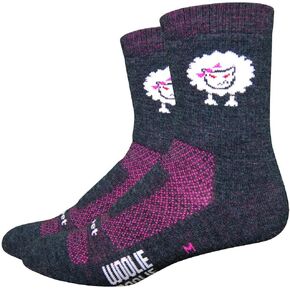 Defeet Woolie Boolie Baaad Sheep Socks, Charcoal/Neon Pink, Large