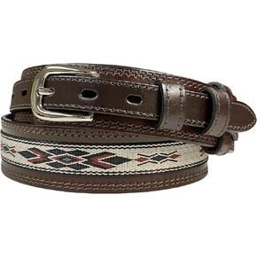 Western Pattern. Basketweave. Floral Tooled Engraved Genuine Full Grain Leather Ranger Belt, Assembled in the U.S