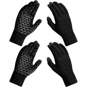 Winter Touchscreen Gloves for Men - Thermal Soft Knit Gloves for Running, Driving and Hiking
