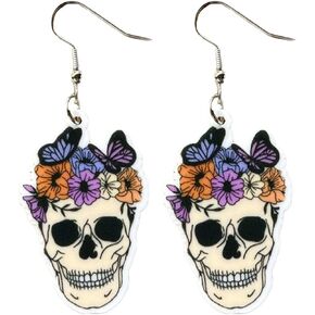Cute Halloween Ghost Pumpkin Skull Castle Bat Shape Resin Acrylic Dangle Earrings for Women Girls Jewelry