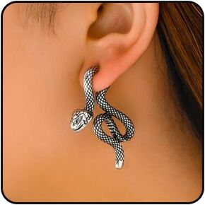 Gothic Snake Earrings Punk Silver Gold Black Snake Earrings Personalized Perforated Snake Earrings for Women