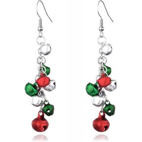 Merry Christmas Earrings Rhinestone Statement Earrings Xmas Tree Bow Bulbs Cane Reindeer Santa Snowman Gingerbread Beaded Drop Dangle Earrings for Women Holiday Festival Jewelry Gift