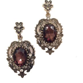 الذهب لهجة الفيكتوري آرت ديكو العتيقة خمر ريترو ستايل الزبيب النبيذ الأرجواني البني سموكي توباز حجر الراين استرخى أقراط in Kuwait