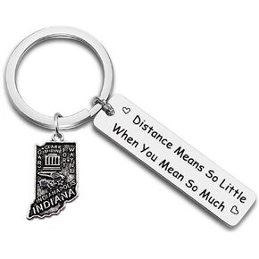 JJTZX Long Distance Gift Distance Means So Little When You Mean So Much State Map keychain for Couples Birthday Gift