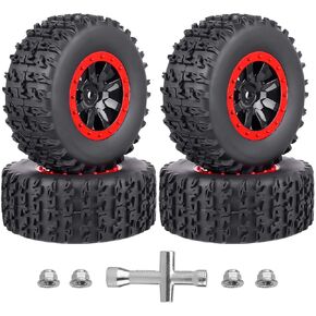 HobbyPark 12mm Hex PreGlued 1/10 RC Short Course Wheels and Tires Set for Traxxas Slash 2wd 4X4 VXL BL-2S Redcat Blackout SC Pro TR10, Losi 22S SCT 2S 3S 4S Lipo Brushless Systems (Style D)