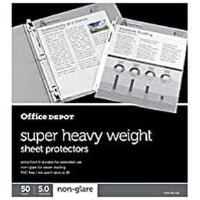 Office Depot Super Heavyweight Non-Glare Sheet Protectors, Pack Of 50, OD181116