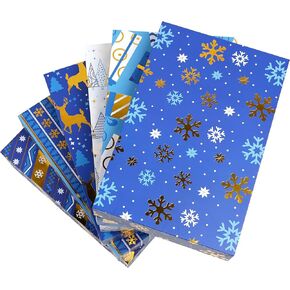JOYIN 12 Pcs Christmas Boxes, Blue Gift Boxes With Lids, Shirt Wrap Boxes 17" x 11" x 2.5" ​with Lid and Base, Clothes, Wrapping Robe Boxes, Shirt Gift Boxes for Xmas, Birthdays, Wedding, 6 Designs