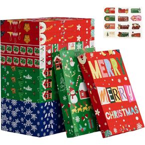 Luling Arts 12 Pack Large Christmas Gift Boxes With Lids For Clothes Presents Christmas Wrapping Box
