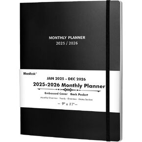 2025-2026 Monthly Planner/Calendar - 2 Year Monthly Planner 2025-2026, Jan. 2025 - Dec. 2026, 9'' × 11'', 24 Monthly Planner with Embossed Cover, Inner Pocket, Premium Paper, Elastic Closure