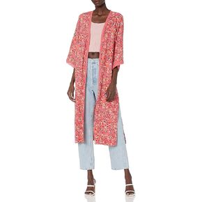Jessica Simpson Women's Holly Chic Lace Trim 3/4 Sleeve Duster