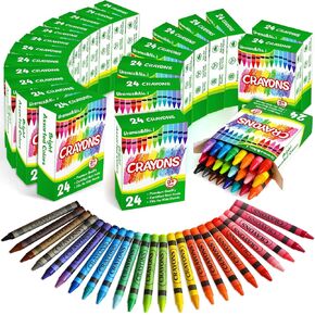Uranus&No.1 Crayons Bulk Packs- 24 Count of 24 Assorted Colors, Premium Durable Crayon for Kids & Toddlers, for Classroom, Home, Back to School Supplies