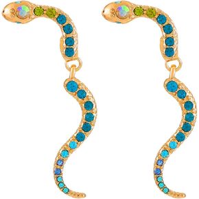 WCRAZYE Gold Rhinestone Hoop Snake Earrings for Women Retro Crystal Snake Animal Earrings 14K Gold Snake Earrings Vintage Snake Ear Cuff Wrap Earrings