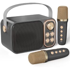 Mini Karaoke Machine for Kids, with 2 Wireless Microphone, Portable Bluetooth Speaker, Kids Karaoke Machine to Sing Anywhere, for Girls, Boys, Ideal for Party, Birthday, Family Meeting
