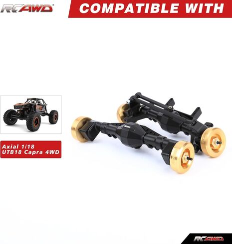 RCAWD UTB18 Capra Brass Weighted Portal Axles Set with Gear Assembly & Wheel Hex & Servo Mount for 1/18 Front Rear Upgrades Parts Trail Buggy Crawlers Silver in Saudi Arabia