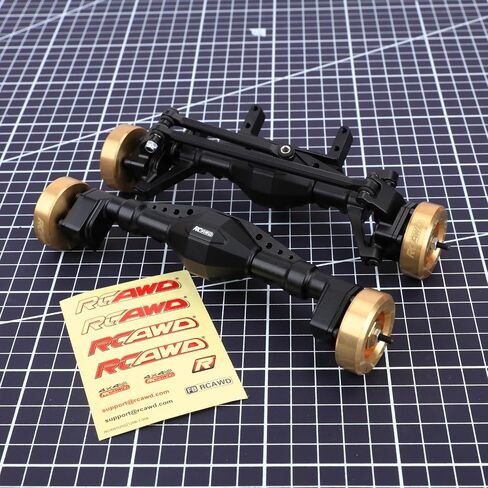 RCAWD UTB18 Capra Brass Weighted Portal Axles Set with Gear Assembly & Wheel Hex & Servo Mount for 1/18 Front Rear Upgrades Parts Trail Buggy Crawlers Silver in Saudi Arabia