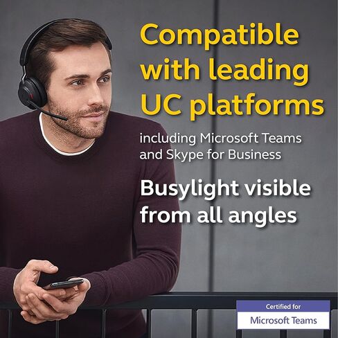 Jabra Evolve2 65 MS Wireless Headphones with Link380a, Stereo, Black – Wireless Bluetooth Headset for Calls and Music, 37 Hours of Battery Life, Passive Noise Cancelling Headphones in Kuwait