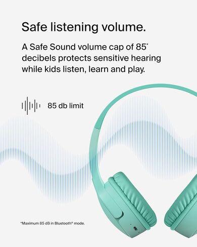 Belkin SoundForm Mini Kids Wireless Headphones with Built in Microphone, On Ear Headsets Girls and Boys for Online Learning, School, Travel Compatible with iPhones, iPads, Galaxy and More - Black in Saudi Arabia