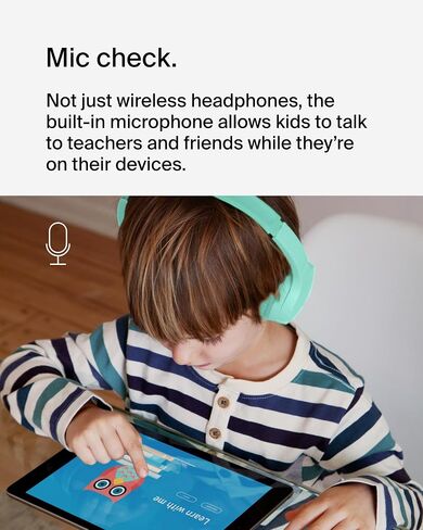 Belkin SoundForm Mini Kids Wireless Headphones with Built in Microphone, On Ear Headsets Girls and Boys for Online Learning, School, Travel Compatible with iPhones, iPads, Galaxy and More - Black in Saudi Arabia