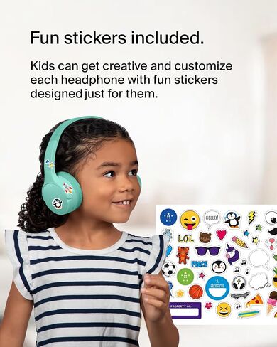 Belkin SoundForm Mini Kids Wireless Headphones with Built in Microphone, On Ear Headsets Girls and Boys for Online Learning, School, Travel Compatible with iPhones, iPads, Galaxy and More - Black in Saudi Arabia