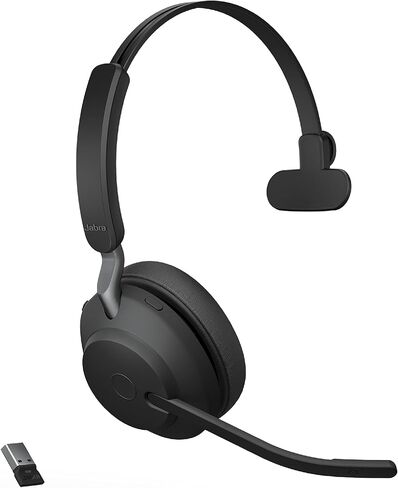Jabra Evolve2 65 MS Wireless Headset with Link380c, Mono, Black – Wireless Bluetooth Headset for Calls and Music, 37 Hours of Battery Life, Passive Noise Cancelling Headphones in Saudi Arabia
