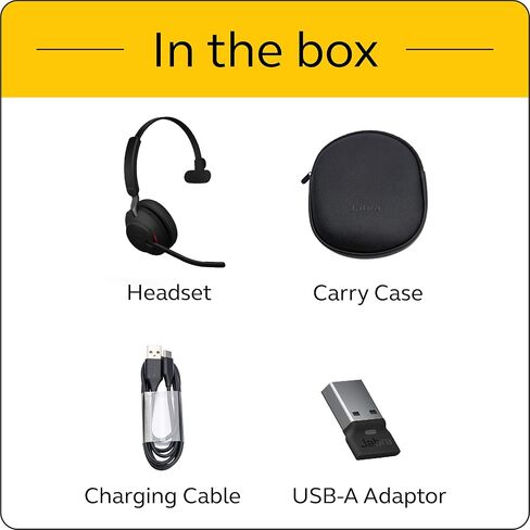 Jabra Evolve2 65 MS Wireless Headset with Link380c, Mono, Black – Wireless Bluetooth Headset for Calls and Music, 37 Hours of Battery Life, Passive Noise Cancelling Headphones in Saudi Arabia