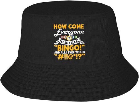 Crazy Bingo People Bucket Hats Fashion Sun Cap Packable Outdoor Fisherman Hat for Women and Men in Kuwait