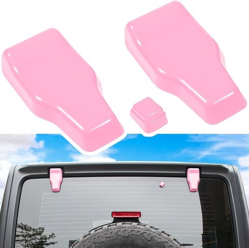 Rear Tail Door Window Hinge & Rain Wiper Nozzle Cover Trim for 2018-2022 Jeep Wrangler JL JLU Sports Sahara Freedom Rubicon Unlimited 2-Door & 4-Door Exterior Accessories Decoration (Pink 3PCS) in Saudi Arabia