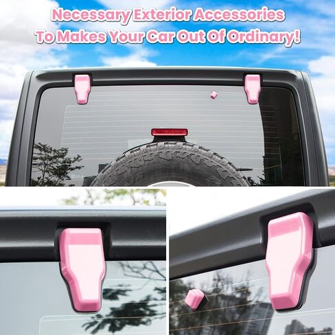Rear Tail Door Window Hinge & Rain Wiper Nozzle Cover Trim for 2018-2022 Jeep Wrangler JL JLU Sports Sahara Freedom Rubicon Unlimited 2-Door & 4-Door Exterior Accessories Decoration (Pink 3PCS) in Saudi Arabia