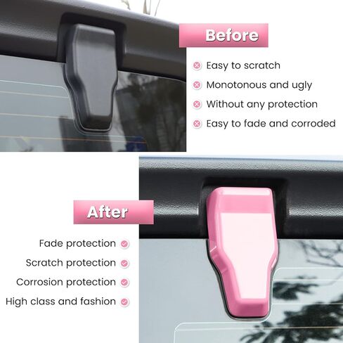 Rear Tail Door Window Hinge & Rain Wiper Nozzle Cover Trim for 2018-2022 Jeep Wrangler JL JLU Sports Sahara Freedom Rubicon Unlimited 2-Door & 4-Door Exterior Accessories Decoration (Pink 3PCS) in Saudi Arabia
