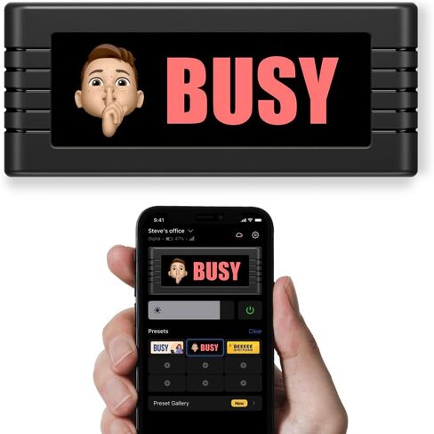 The BusyBox D (digital) smart sign, with HD screen. For Work From Home, Creators, Streamers, Students, Focus Time, Office Decor, and Family Fun. in Saudi Arabia