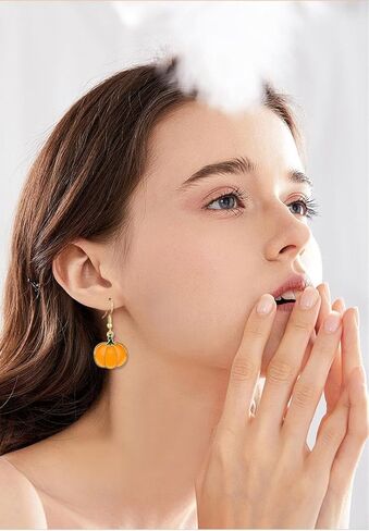 Pumpkin Necklace Earrings Set Thanksgiving Pumpkin Pendant Necklace Fall Autumn Dangle Earrings for Women Thanksgiving day gifts in Kuwait
