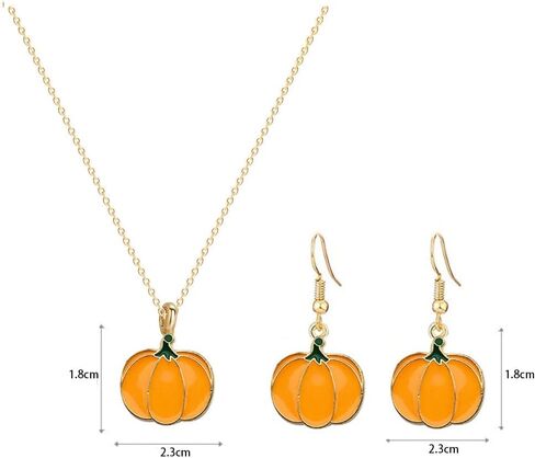Pumpkin Necklace Earrings Set Thanksgiving Pumpkin Pendant Necklace Fall Autumn Dangle Earrings for Women Thanksgiving day gifts in Kuwait