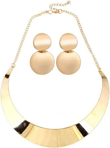 HUASAI Halloween Necklace Earrings for Women Gold Egyptian Costume for Girls in Saudi Arabia