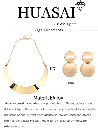 HUASAI Halloween Necklace Earrings for Women Gold Egyptian Costume for Girls in Saudi Arabia